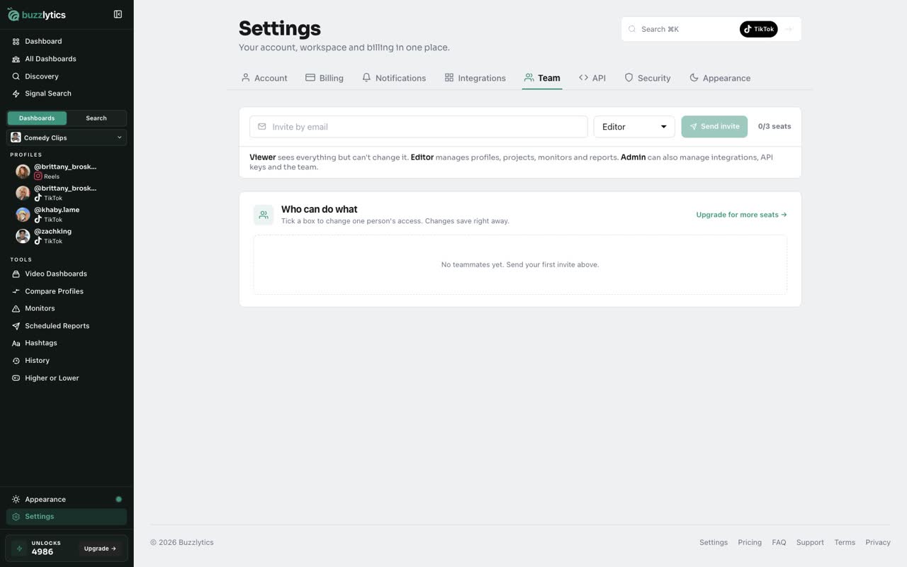 Open Team settings