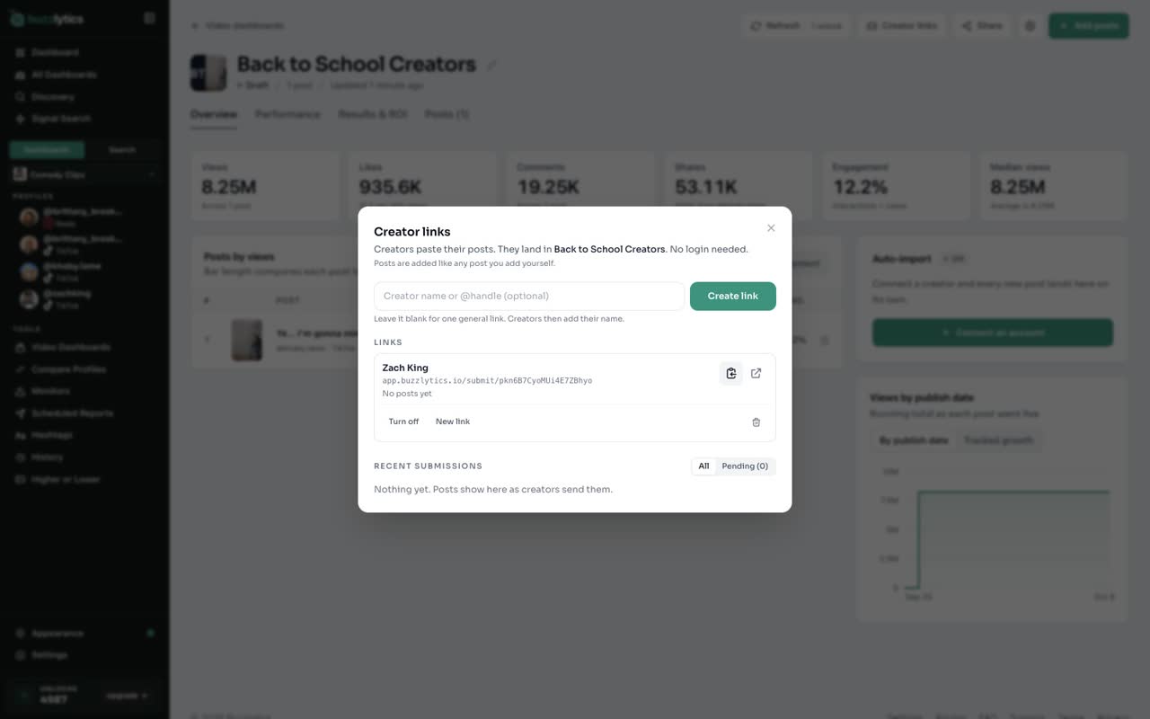 Create a link for a creator