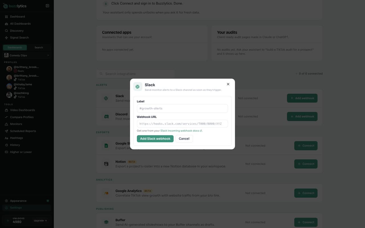 Add a Slack webhook