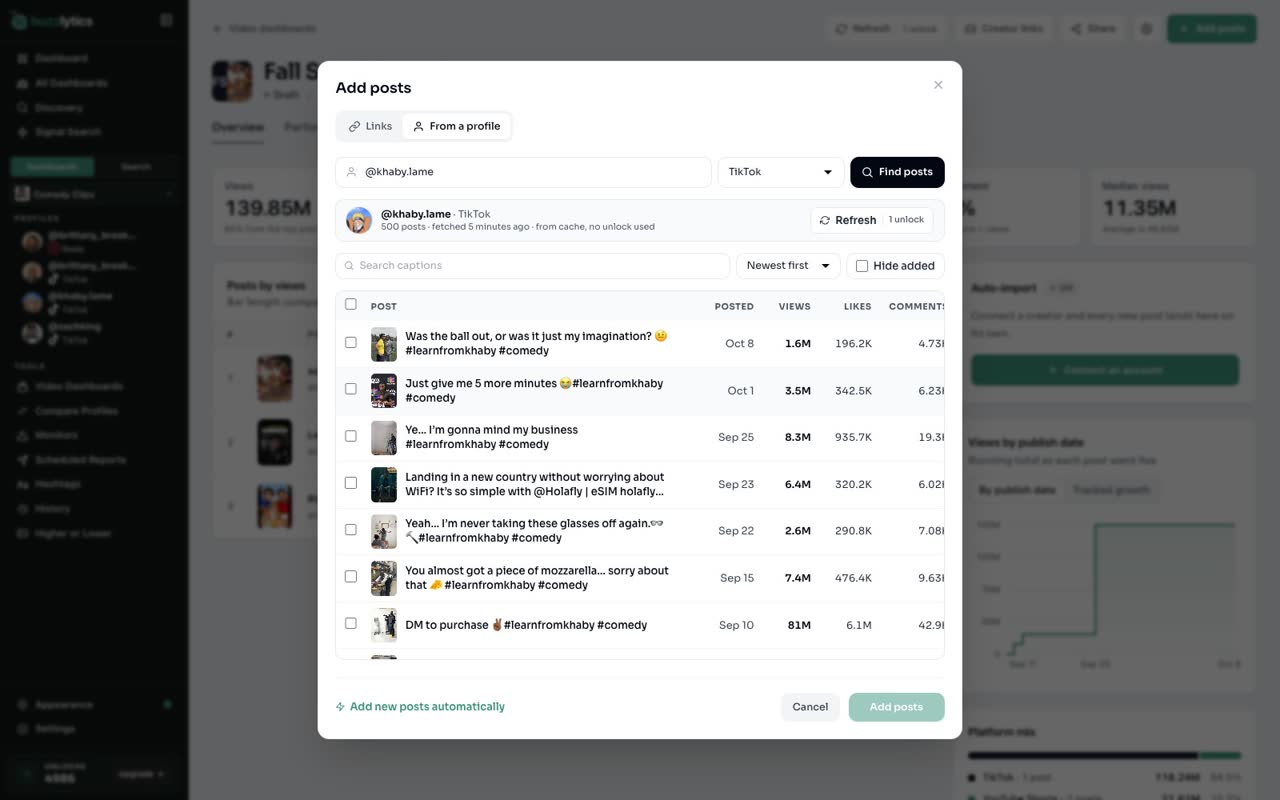 Or pick posts from a profile