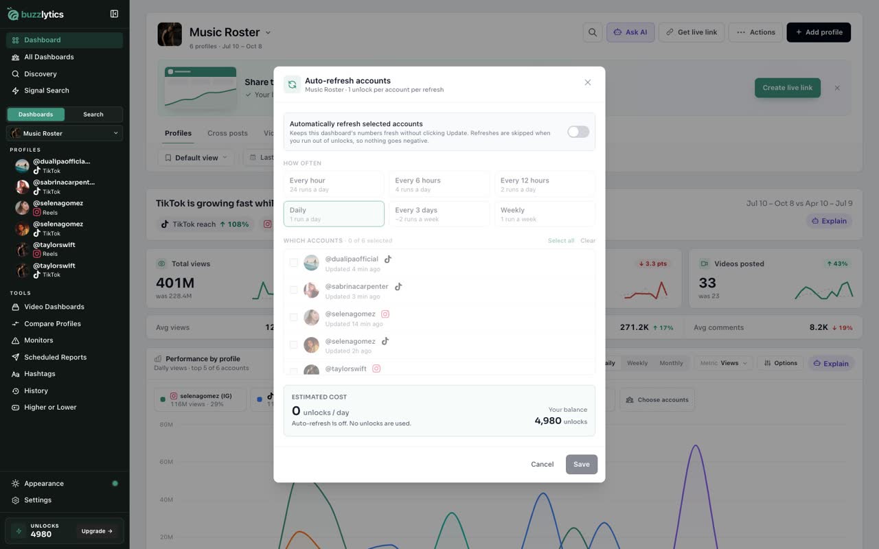 Open Actions, then Auto-refresh