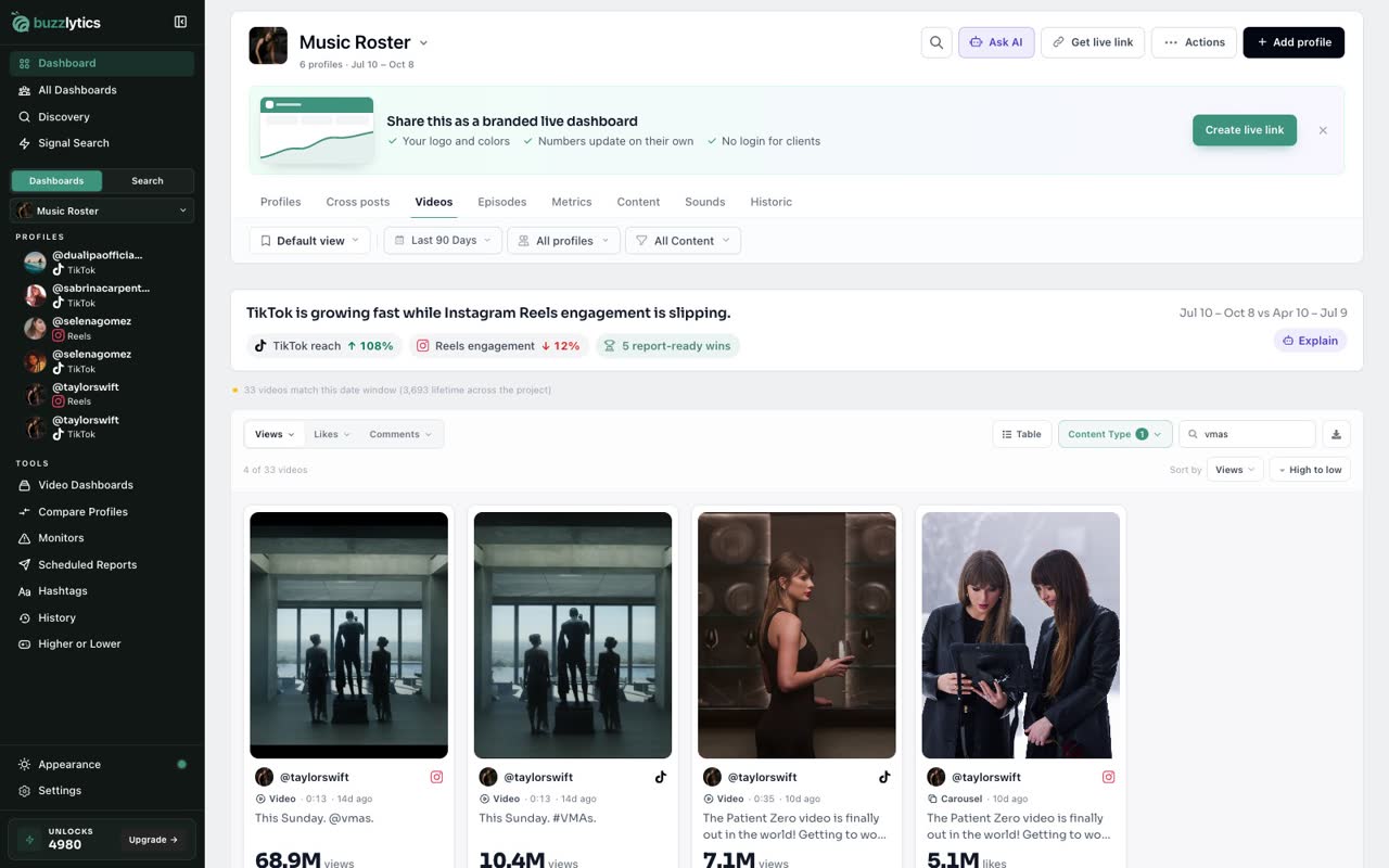 Filter and search